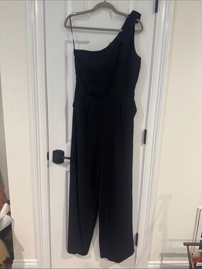 CeCe Black One-Shoulder Wide-Leg Jumpsuit